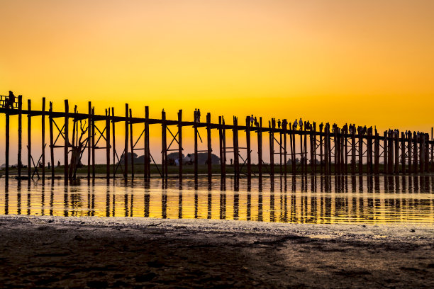 U-Bein Brücke in Mandalay, Myanmar图片下载