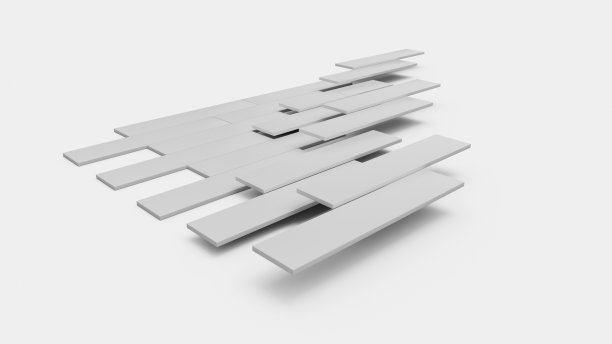 空的黑白地板安装固定在地板上的花。3d施工图图片下载