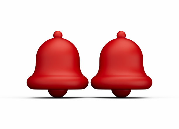 红色乳腺癌意识与警铃隐喻隔离蓝色背景3d插图。图片下载