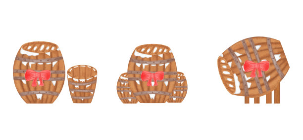 水彩插图集的圣诞桶与雪图片下载