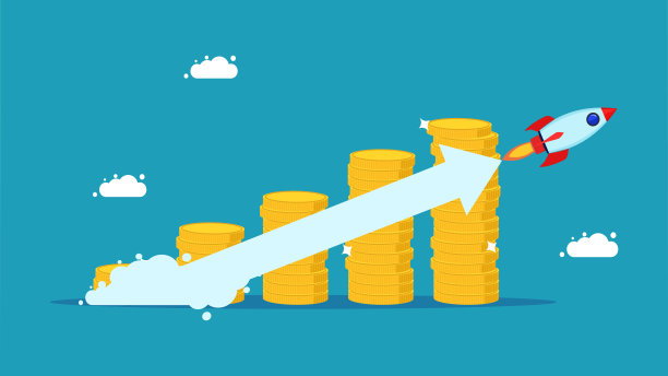 复利的增长。投资增长。一堆钱，箭沿着火箭飞图片下载