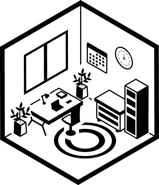 自由职业者办公桌矢量色彩等距图标设计，紧凑的生活空间符号，室内装饰标牌，低聚家庭办公室库存插画，Co工作空间概念图片下载