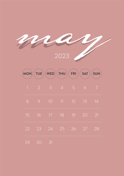 创意最小业务每月2023日历模板矢量。桌面，墙壁日历打印，数字日历或计划。下周一开始。简单的现代年历版式设计。五月图片下载