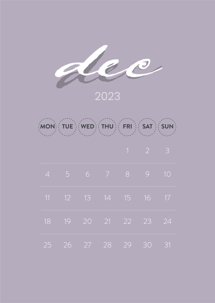 创意最小业务每月2023日历模板矢量。桌面，墙壁日历打印，数字日历或计划。下周一开始。简单的现代年历版式设计。12月图片下载