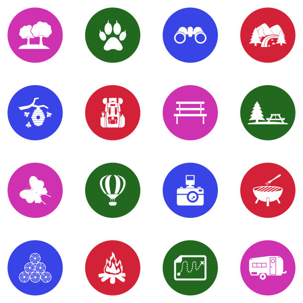 自然公园的图标。圆形白色平面设计。矢量插图。图片下载