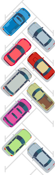 停车与彩色汽车图标街道顶视图图片下载