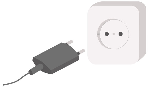 欧式两极圆销电插头与电墙插座，处于断开位置图片下载