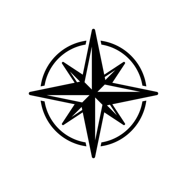 指南针图标矢量设计模板在白色背景图片下载