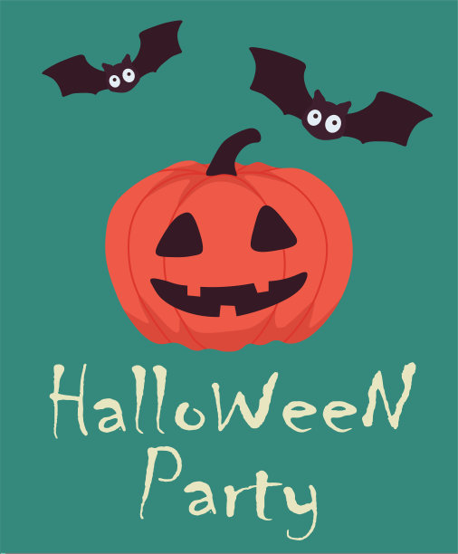 矢量万圣节横幅与万圣节南瓜和蝙蝠。万圣节派对-现代字母。用于活动邀请、折扣券、广告、贺卡、标志、包装、纺织品、网页。图片下载