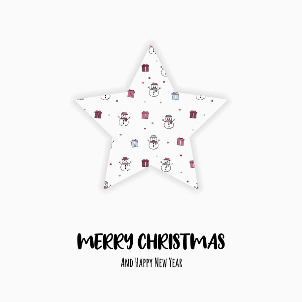 圣诞贺卡上有星星和快乐的雪人。向量图片下载