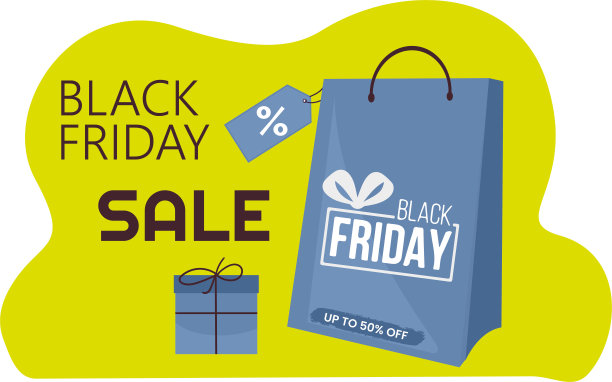 黑色星期五大减价。逼真的3d设计舞台讲台，圆形工作室，金色霓虹灯，黑色礼品盒，红色蝴蝶结，购物袋，大百分比标签折扣。图片下载