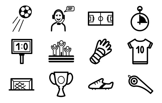 足球主题的线性图标。向量图片下载