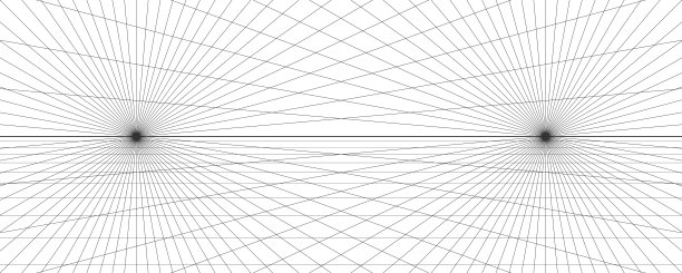 两点透视网格背景。抽象的网格线背景。绘制透视图网格模板。矢量插图孤立在白色背景上图片下载
