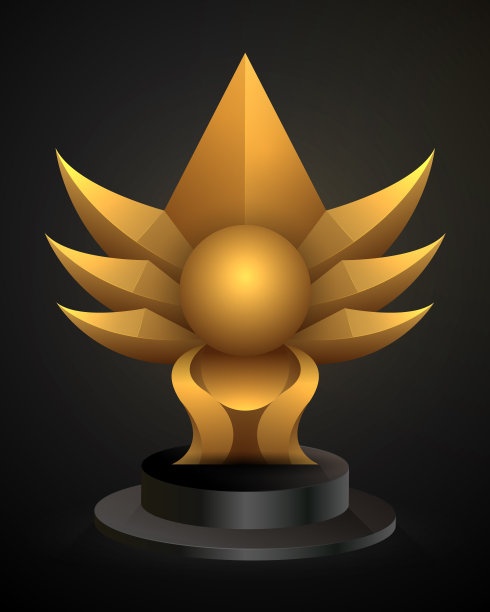 豪华金奖与翅膀孤立在黑色背景图片下载