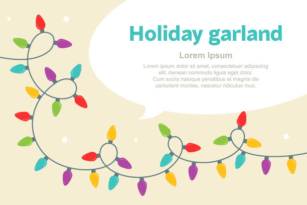 旗帜模板与彩色花环和文字的地方。节日概念卡或邀请。本空间图片下载