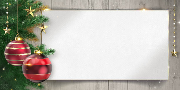 圣诞奢华背景卡与纸标签模板3D插图与黄金效果图片下载