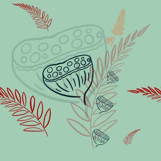 碎花无缝图案。简单的形状。素描和自然主题。图片下载