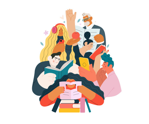 书籍-平矢量插图在企业孟菲斯风格图片下载