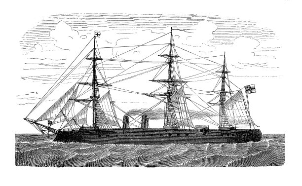 铁甲战舰科尼格·威廉号，普鲁士和后来的德国帝国海军的装甲护卫舰，帆和蒸汽机船于1865年下水图片下载