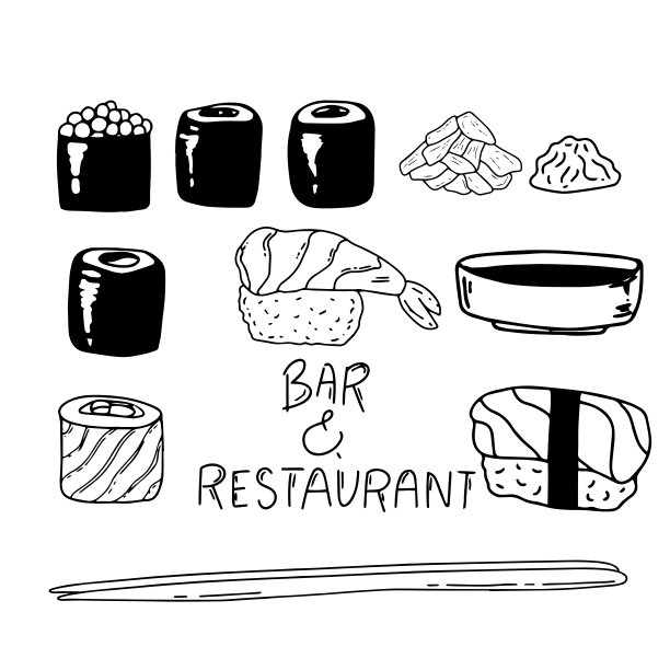 寿司放在白色上。孤立在白黑白上图片下载