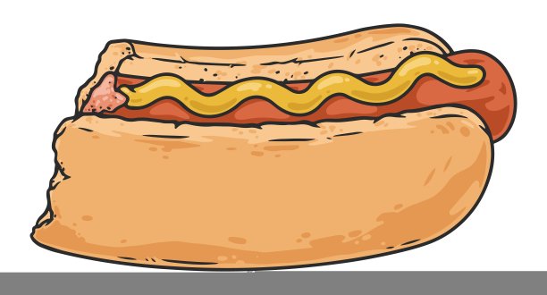 被咬的热狗五颜六色的徽章图片下载