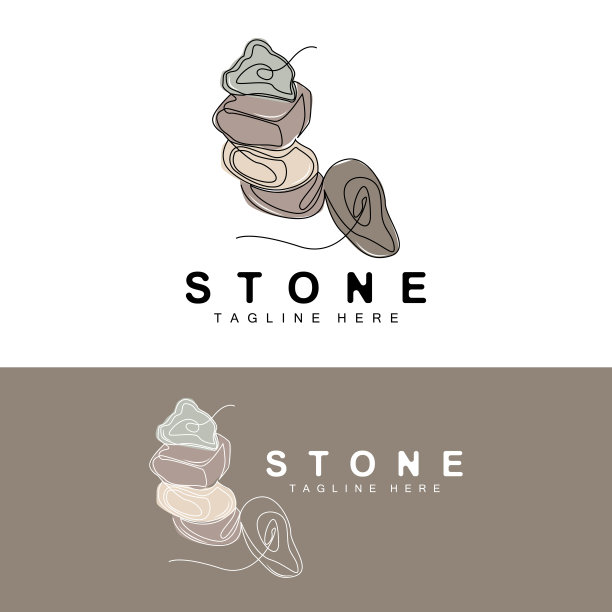 堆叠石标志设计，平衡石矢量，建筑材料石插图，浮石插图墙纸石图片下载
