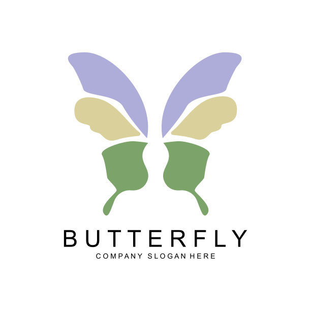 蝴蝶标志设计，美丽的飞行动物，公司品牌图标插画，丝网印刷，沙龙图片下载