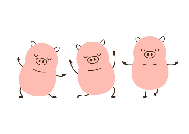 白色背景上可爱的小猪。猪的角色设计。图片下载