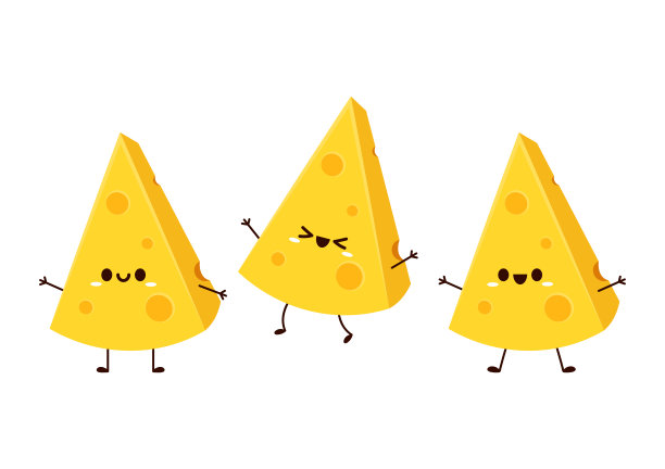 奶酪人物设计。白色背景的奶酪。的象征。吉祥物。图片下载