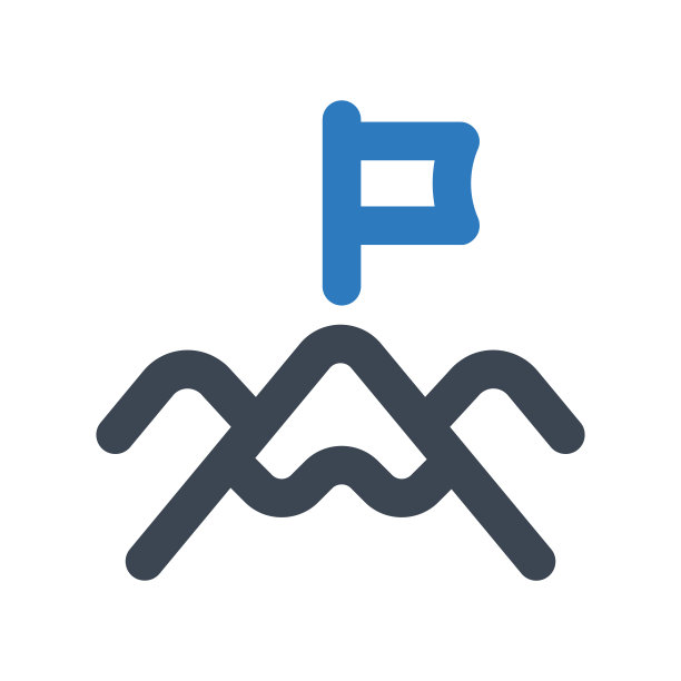 任务图标-矢量插图。旗帜，任务，山，目标，目标，业务，目标，线，轮廓，图标。图片下载