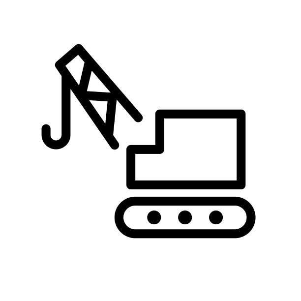 简单的起重机机器图标。工程车辆。建筑设备。向量。图片下载