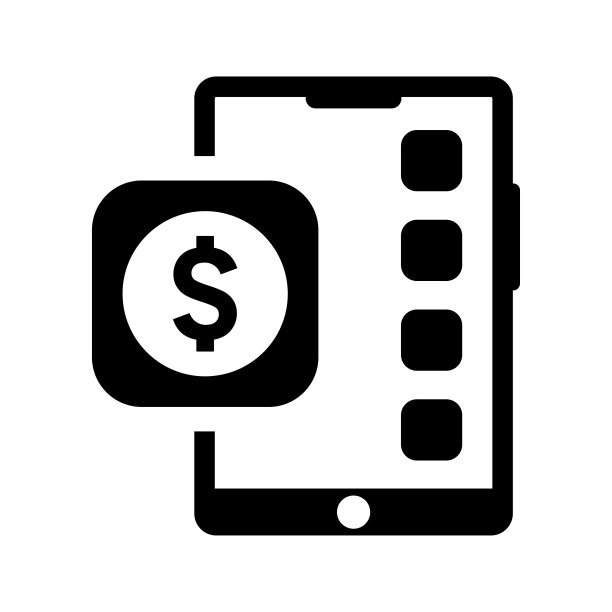 移动App盈利图标黑色矢量设计图片下载