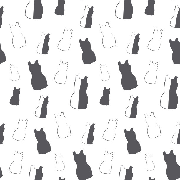 无缝模式从轮廓短袖夏季连衣裙在时髦的灰色阴影。抽象的背景图片下载