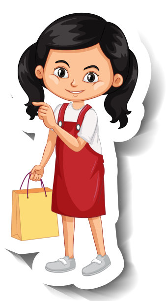 亚洲女孩卡通人物贴纸图片下载