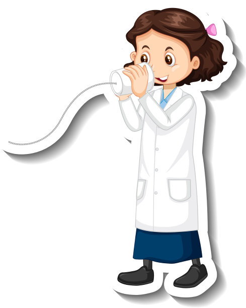 科学家女孩卡通人物与科学图片下载