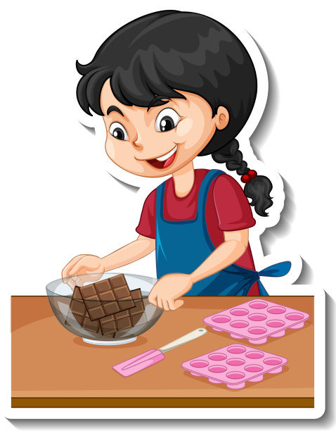 卡通人物贴纸一个女孩用烘焙图片下载