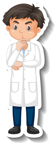 科学家学生男孩卡通人物贴纸图片下载