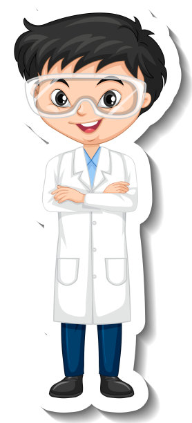 科学家男孩卡通人物贴纸图片下载