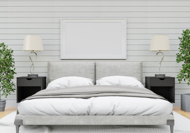 卧室和模型框架的三维室内设计图片下载