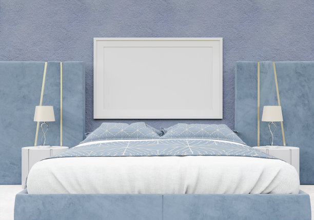 卧室和模型框架的三维室内设计图片下载