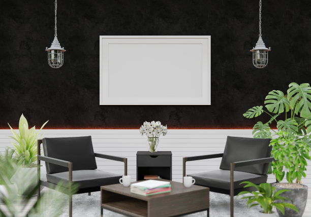 客厅三维室内设计和模型框架图片下载