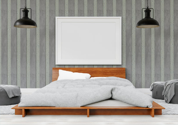 卧室和模型框架的三维室内设计图片下载