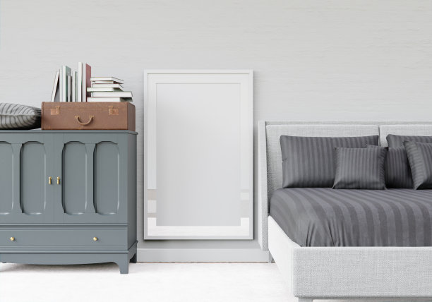 卧室和模型框架的三维室内设计图片下载