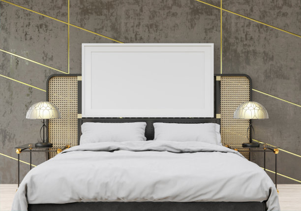 卧室和模型框架的三维室内设计图片下载