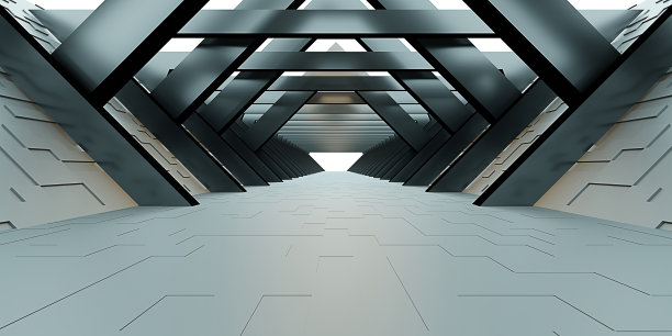 霓虹灯隧道激光步道科技网络空间技术超级高铁管道科学技术数字辉光隧道3d插图图片下载