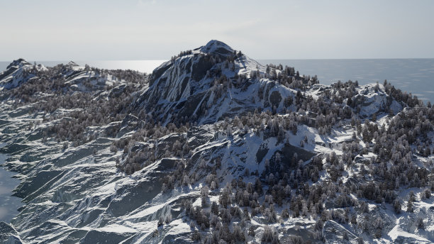 渲染的风景与雪山图片下载