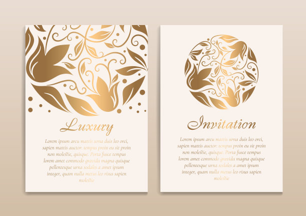 金色和白色的豪华邀请卡设计与矢量装饰图案。的模板。可用于背景和墙纸。优雅经典的矢量元素非常适合装饰。图片下载