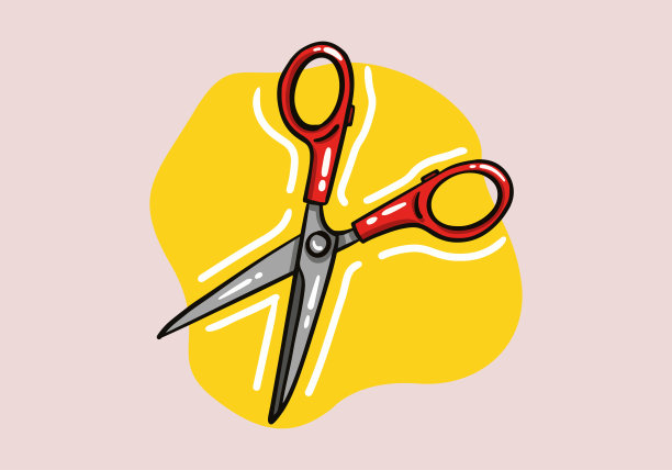 手绘剪刀。矢量设计剪刀孤立的背景。卡通风格。图片下载