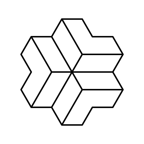 线性标志与三个3D箭头。LLL几何标志模板。图片下载