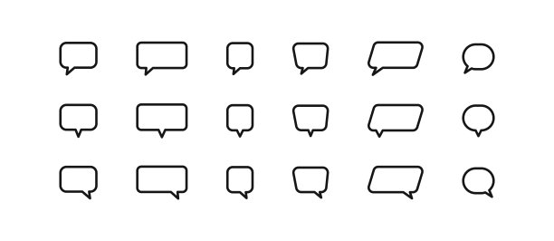 语音气泡图标设置。说符号。聊天的迹象。对话框和通信图标。云思象征。矢量信号。图片下载